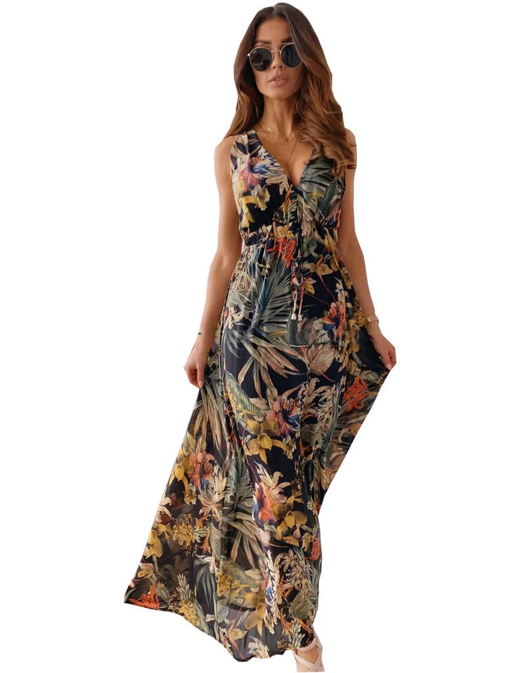 Lieve | Damen Elegantes Geblümtes Kleid | Maxi