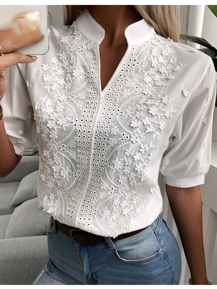 Bluse Mit Puffärmeln Für Damen | Weiß