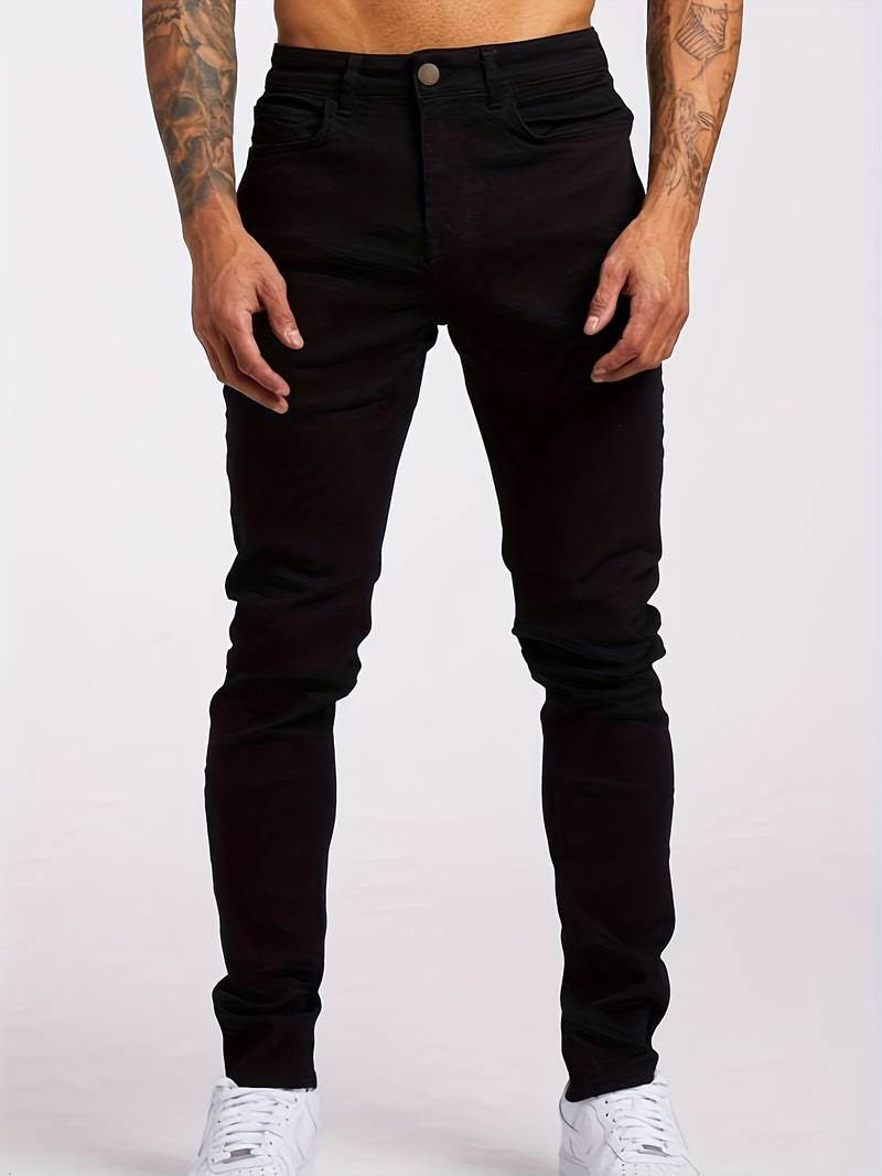 Herren Stylische Schlanke Passform Dehnbare Mid Waist Jeans | Bequem