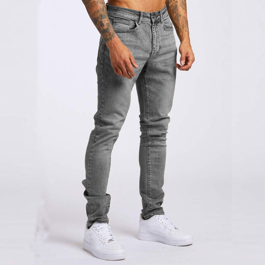 Herren Stylische Schlanke Passform Dehnbare Mid Waist Jeans | Bequem