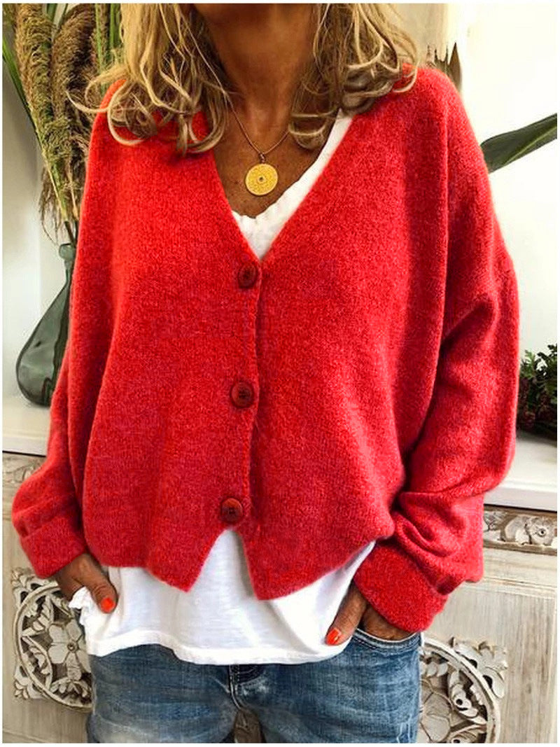 Gemütliche Damen Strickjacke | V-Ausschnitt