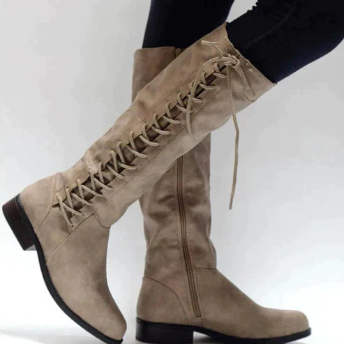 Kniehohe Boots Schwarz für Damen | Flach