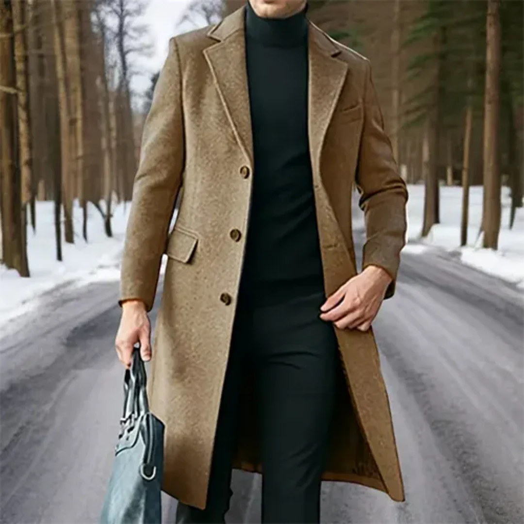 Herren Klassischer Warmer Winter Arbeits Trenchcoat | Lang