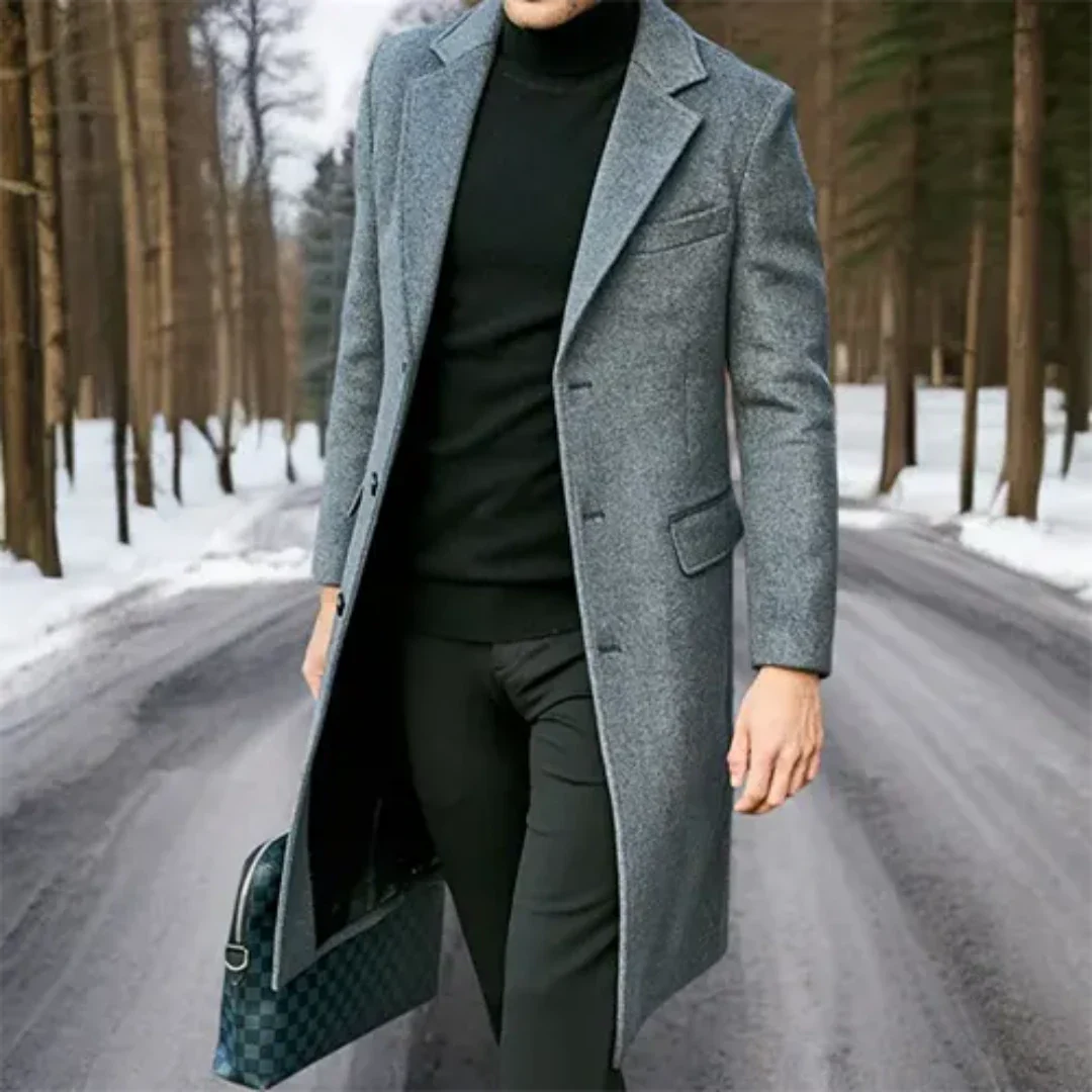 Herren Klassischer Warmer Winter Arbeits Trenchcoat | Lang