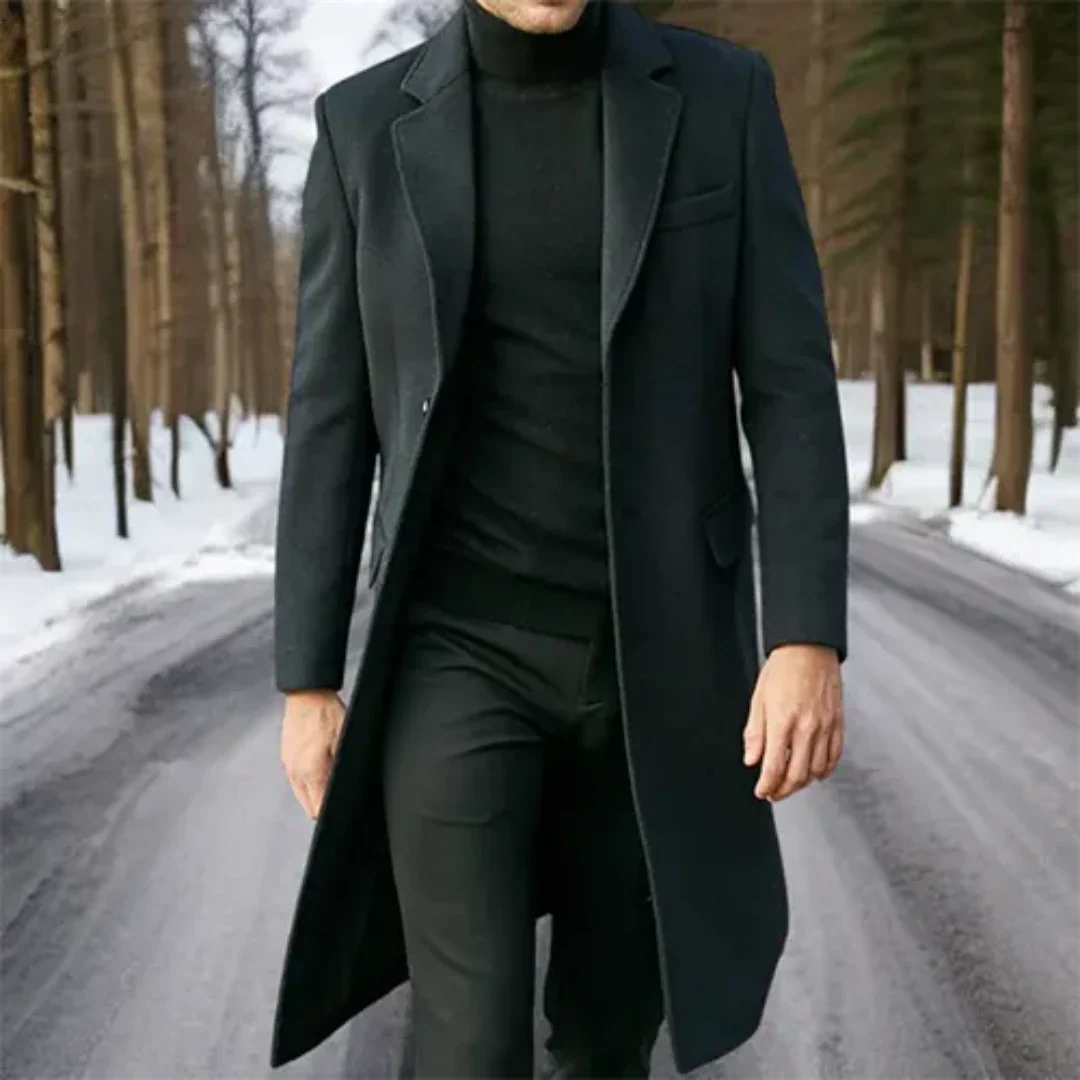 Herren Klassischer Warmer Winter Arbeits Trenchcoat | Lang