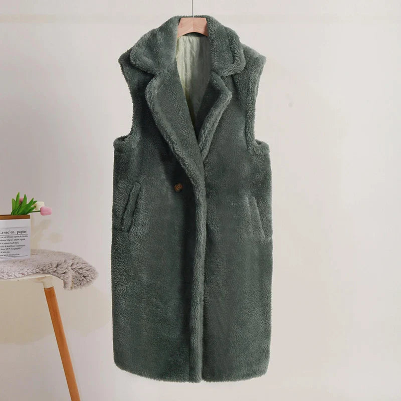 Damen Winter Teddy Mantel | Ärmellos
