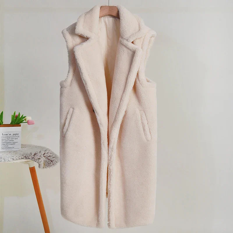 Damen Winter Teddy Mantel | Ärmellos
