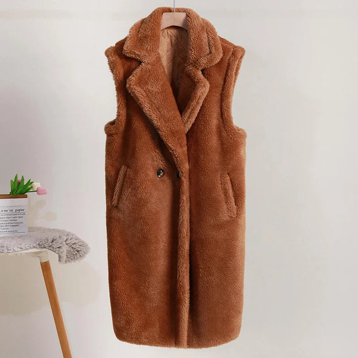 Damen Winter Teddy Mantel | Ärmellos