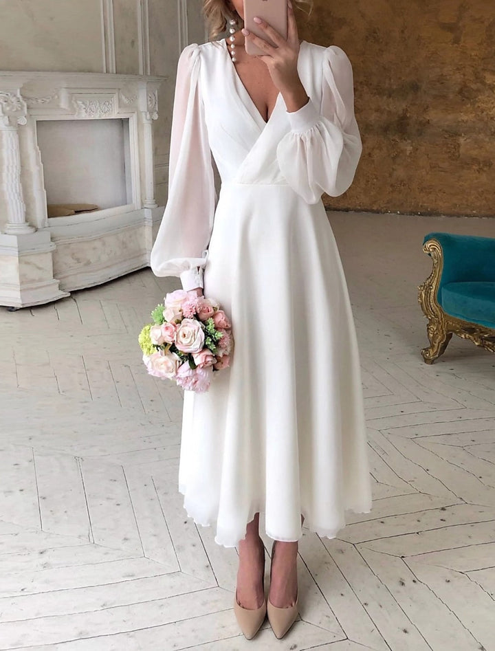 Damen Elegant Brautkleid | Midi