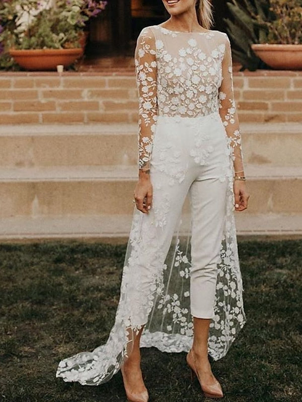 Weißer Braut-Jumpsuit | Elegante