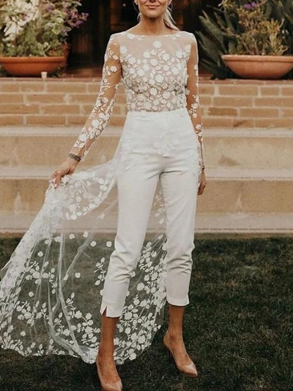Weißer Braut-Jumpsuit | Elegante