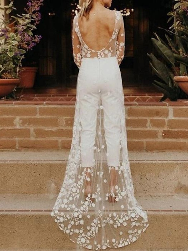 Weißer Braut-Jumpsuit | Elegante