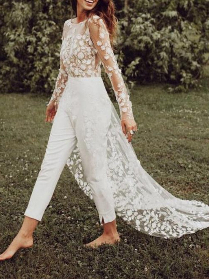 Weißer Braut-Jumpsuit | Elegante