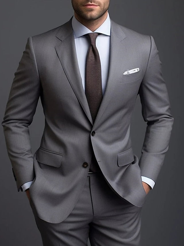 Eleganter Grauer Hochzeitsgast Anzug für Herren | Zweiteilig