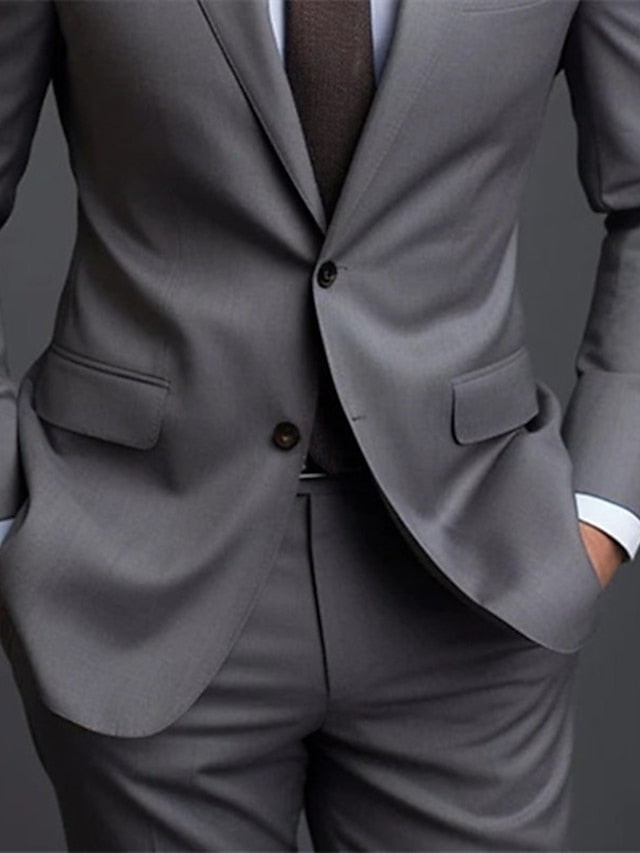 Eleganter Grauer Hochzeitsgast Anzug für Herren | Zweiteilig