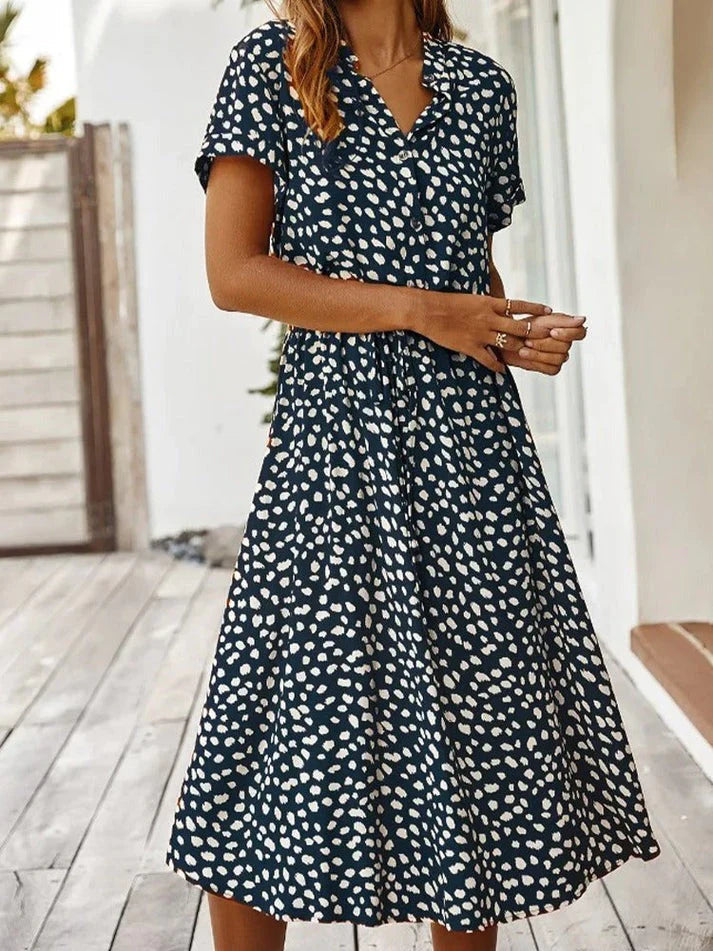Vintage Sommershirt Mit V Ausschnitt Für Damen | Midi