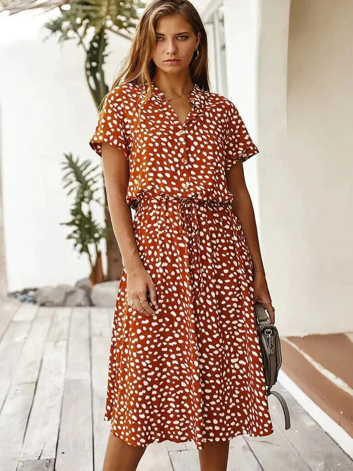 Vintage Sommershirt Mit V Ausschnitt Für Damen | Midi