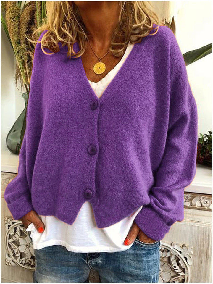 Gemütliche Damen Strickjacke | V-Ausschnitt