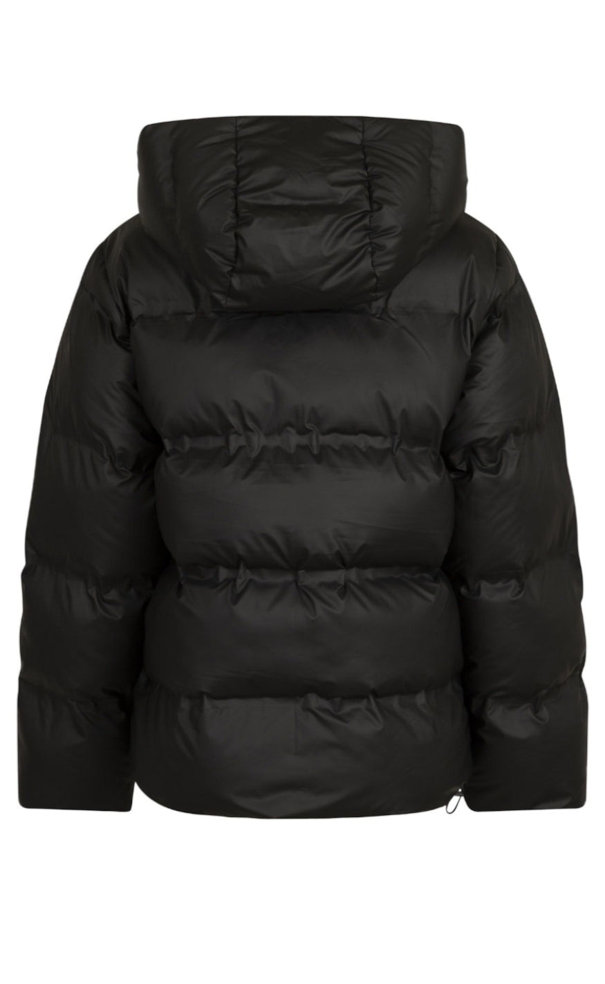 Schwarze Daunen Jacke für Damen | Mit Kapuze
