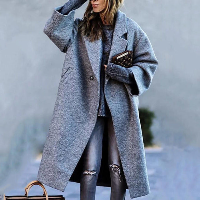 Karliney | Damen Lässiger Herbst Lang Mantel | Warme