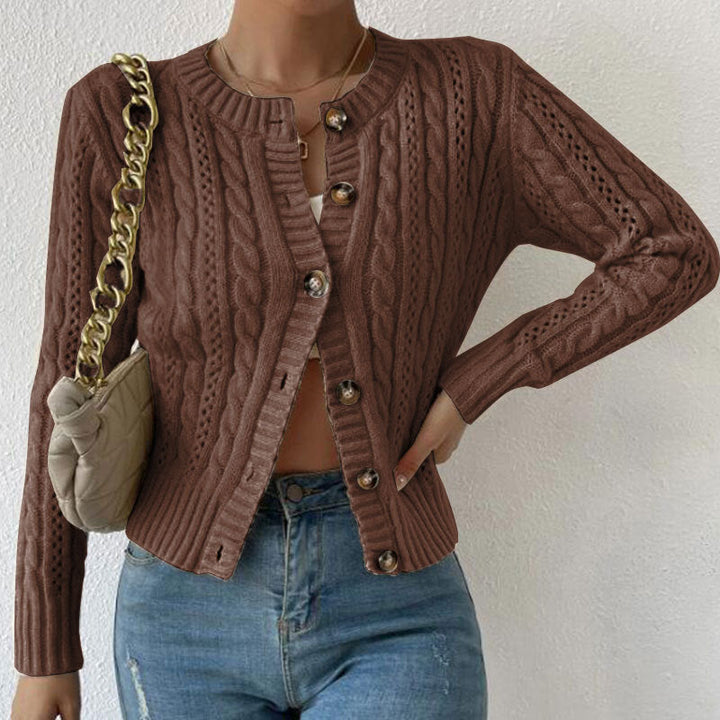 Trendige Strickjacke mit Knopfleiste für Damen | Langarm