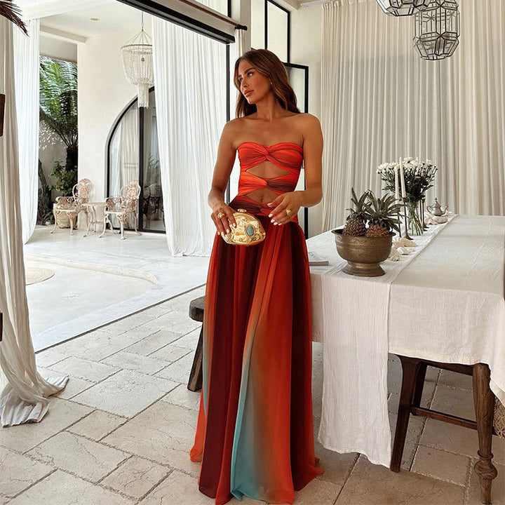 Trägerloses Schickes Hochzeitsgästekleid Für Damen | Maxi