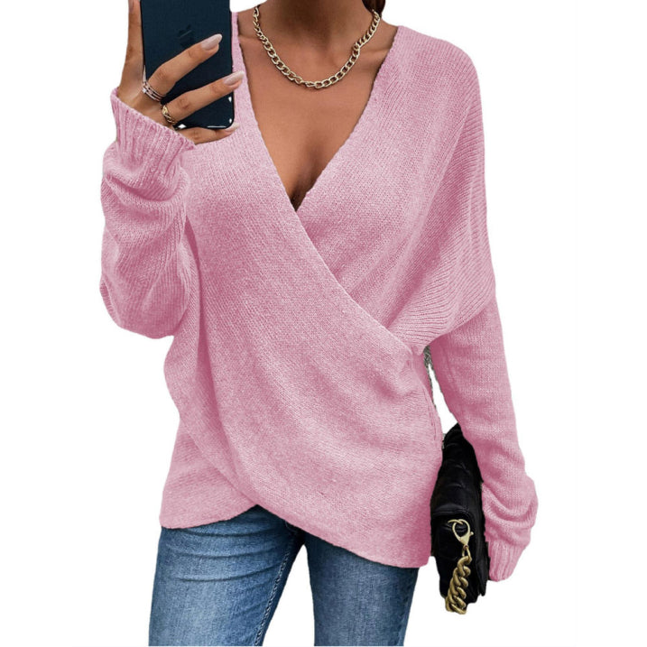 Langärmliger Wickelpullover Für Damen | V Ausschnitt