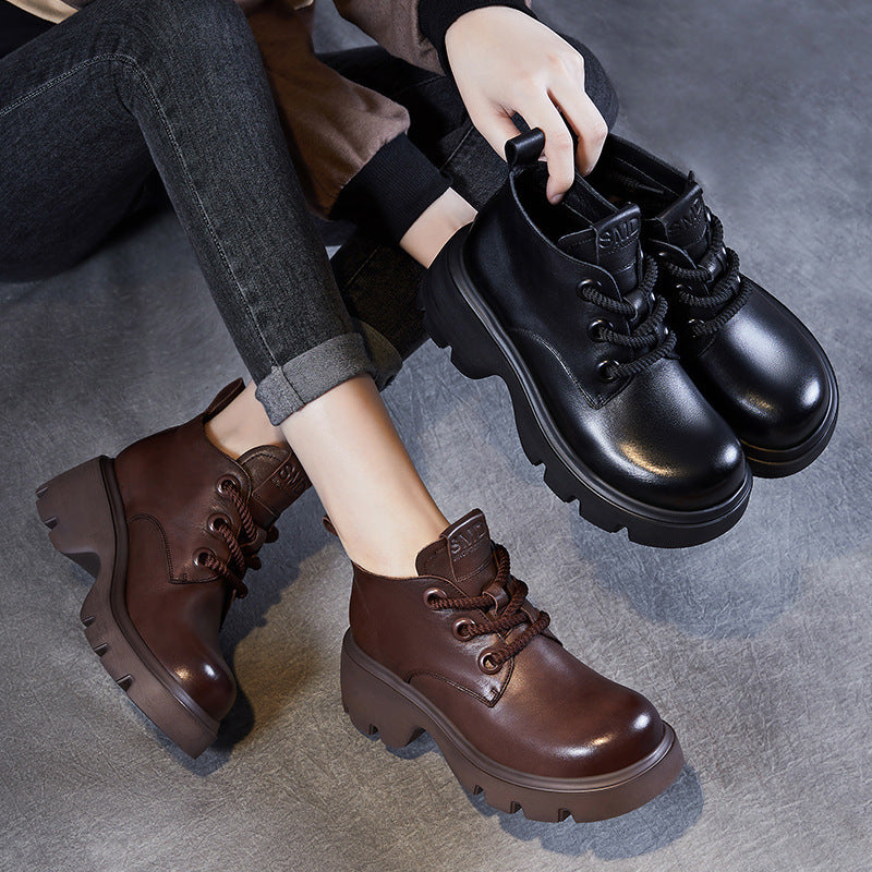 Damen Jahrgang Dirndl Boots Schwarz | Plateau