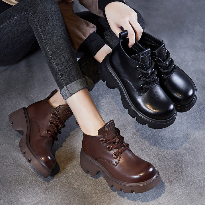 Damen Jahrgang Dirndl Boots Schwarz | Plateau