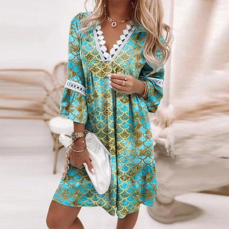 Damen Sommer Blumenmuster Kleid | Mini