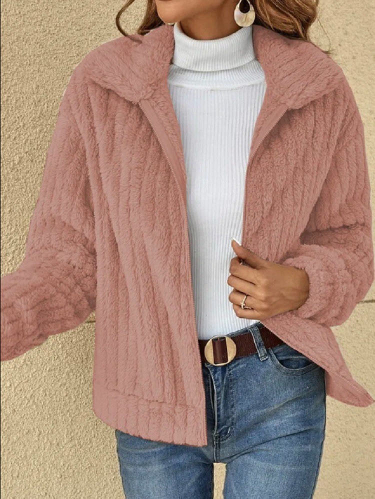 Weiße Fleece Jacke für Damen | Elegante