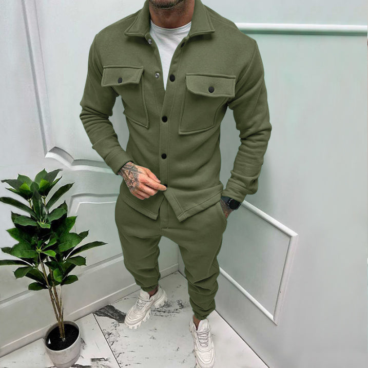 Herren Lässiges Modernes Zwei Teile Outfit Satz | Langarm