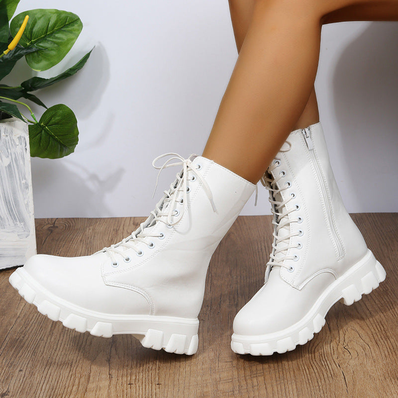 Damen Stilvoll Dirndl Boots Schwarz | Plateau