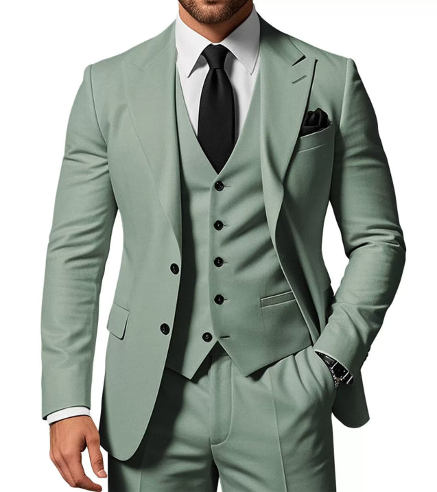 Herren Slim Fit 3-Dreiteiler Satz | Hochzeitsgast Anzug