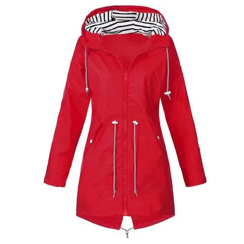 Damen Kapuze Winddichte RegenJacke | Langarm
