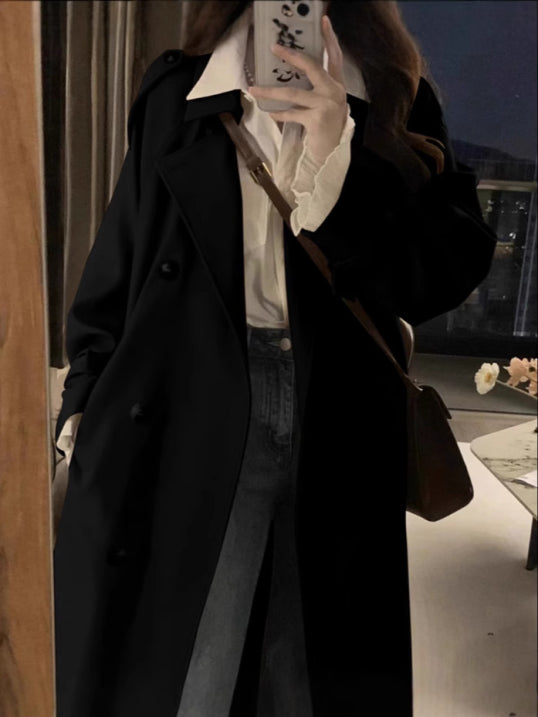 Damen Langer Wasserdichter Trenchcoat | Reverskragen