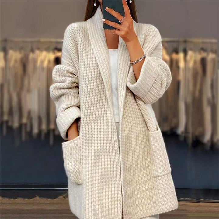 Elegante Lange Strickjacke | mit Taschen
