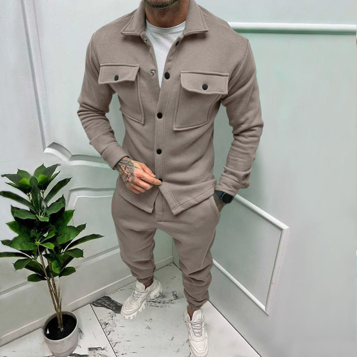 Herren Lässiges Modernes Zwei Teile Outfit Satz | Langarm
