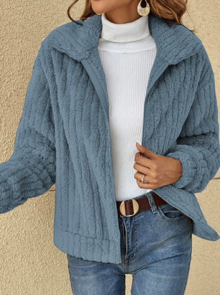 Weiße Fleece Jacke für Damen | Elegante