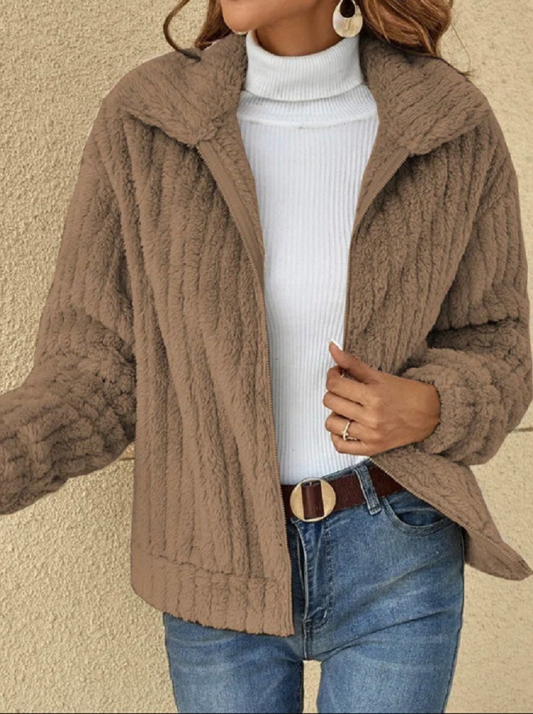 Weiße Fleece Jacke für Damen | Elegante