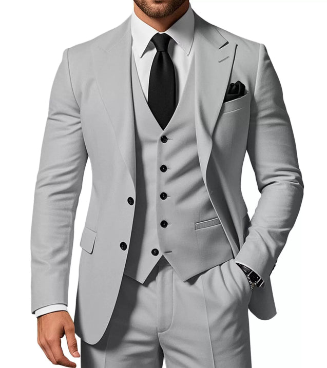 Herren Slim Fit 3-Dreiteiler Satz | Hochzeitsgast Anzug