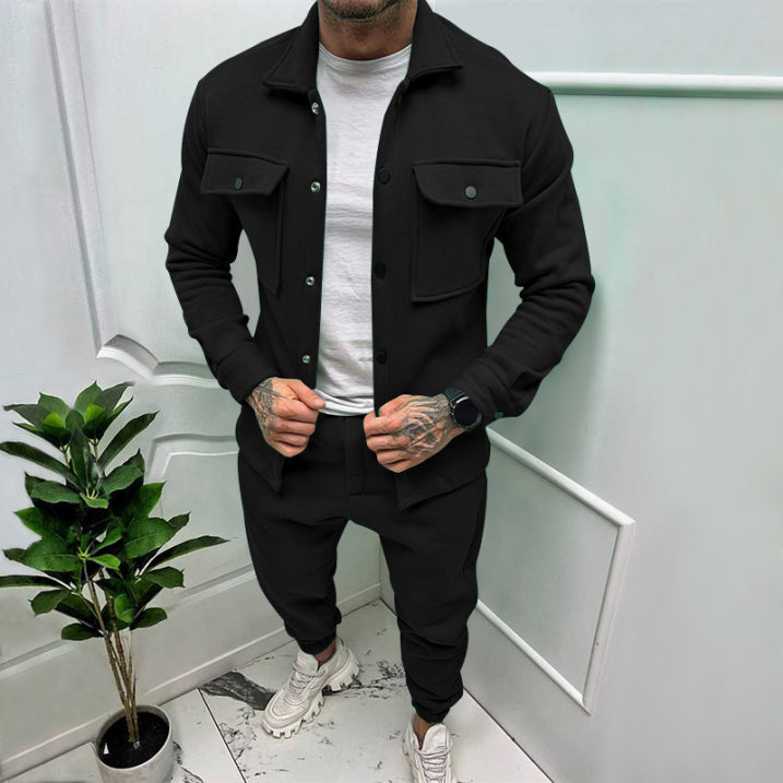 Herren Lässiges Modernes Zwei Teile Outfit Satz | Langarm