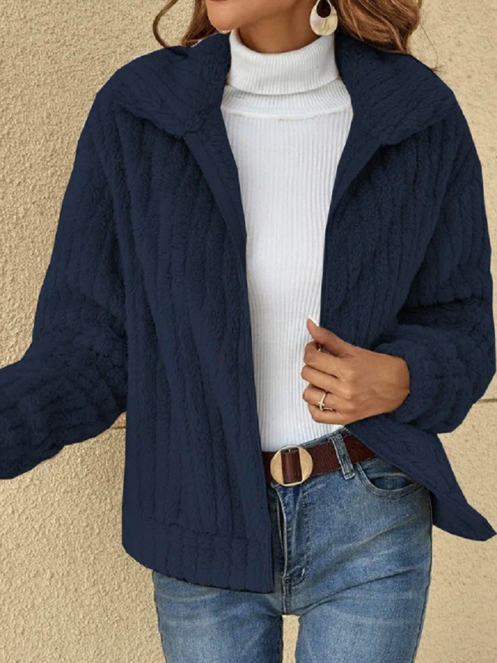 Weiße Fleece Jacke für Damen | Elegante