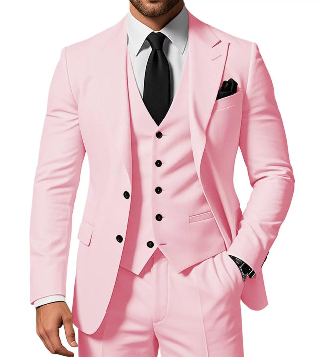 Herren Slim Fit 3-Dreiteiler Satz | Hochzeitsgast Anzug