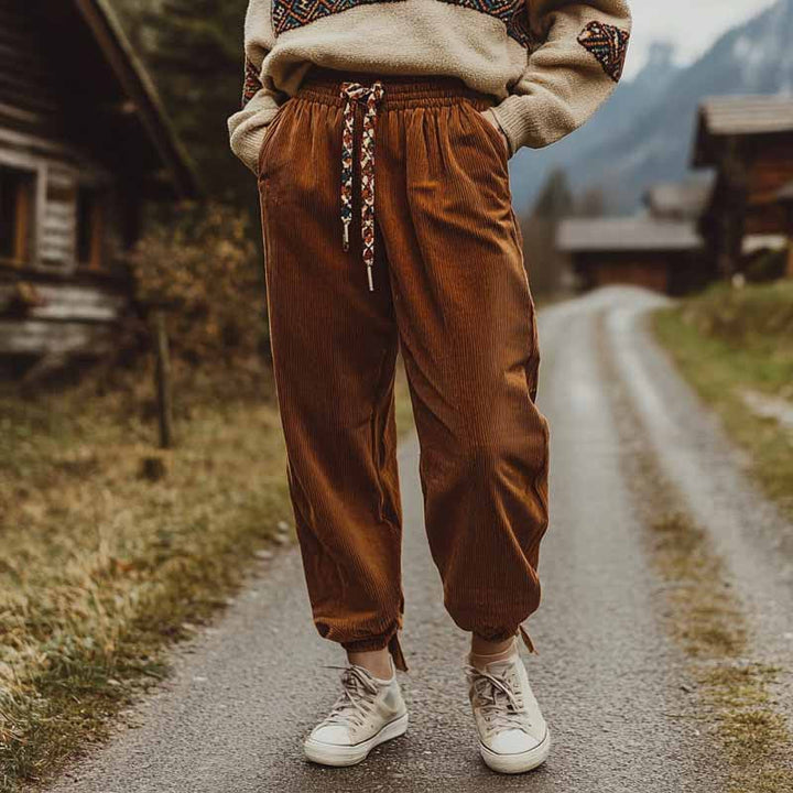 Damen Lässig Cordhose | Braun