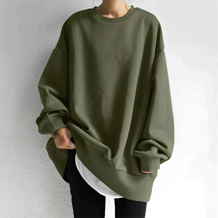 Übergroßes Rundhals Sweatshirt Für Damen | Lange Ärmel