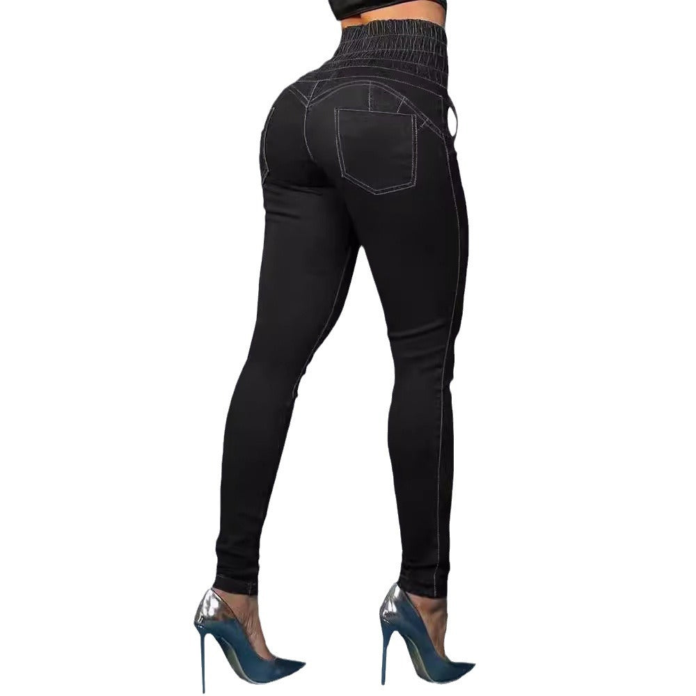 Damen Hoch Tailliert Jeggings | Mit Schnürverschluss