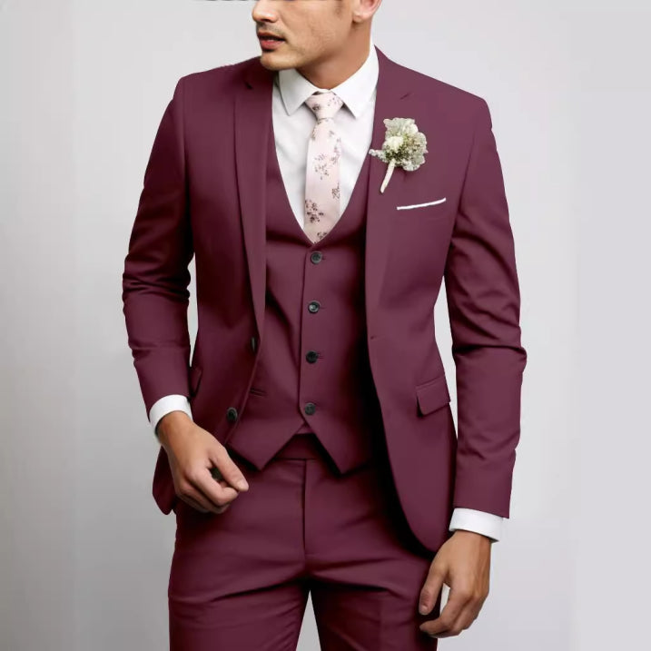 Slim Fit 3-Teiliger Hochzeitsgast Anzug für Herren | Formell