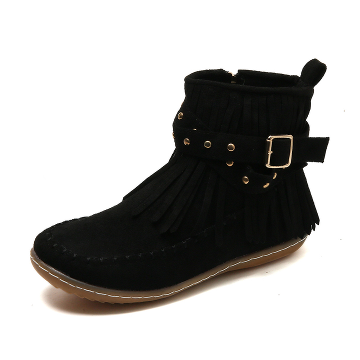Boots Schwarz im Boho-Stil für Damen | Knöchellänge