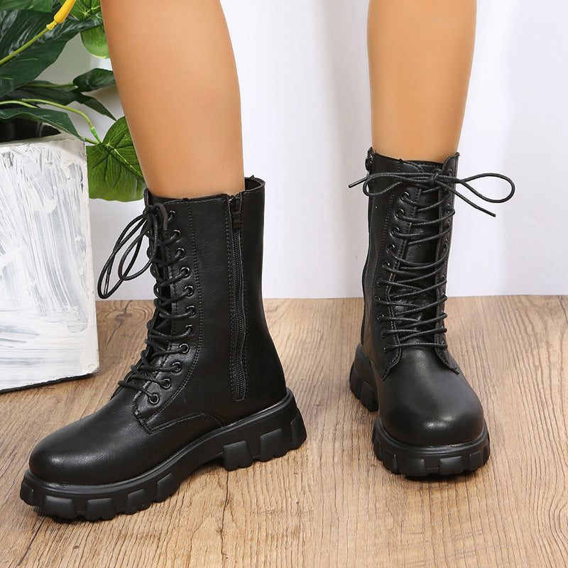 Damen Stilvoll Dirndl Boots Schwarz | Plateau